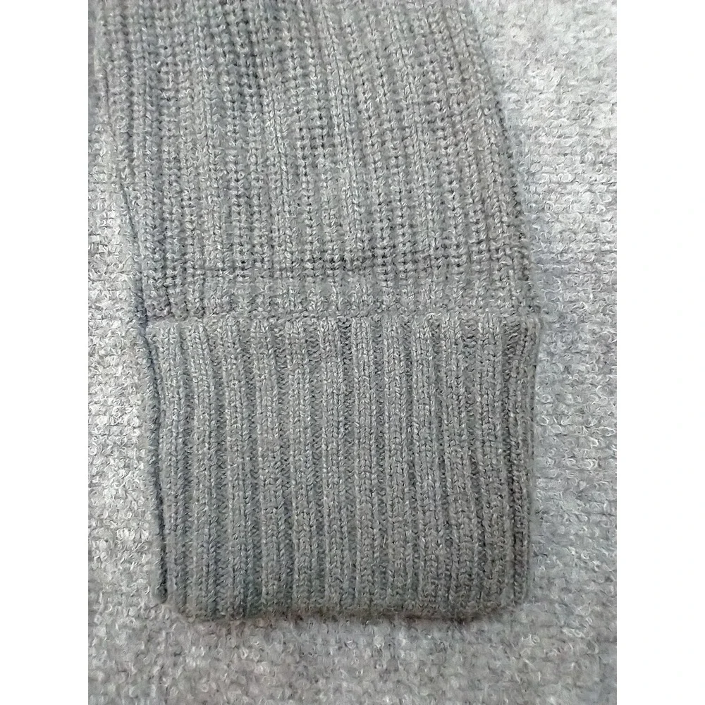 American Eagle Sweater Mens Large Grey Ribbed Knit Cotton Wool Crew Neck
